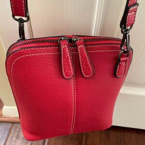 Treska Red Pebble Leather Crossbody Bag